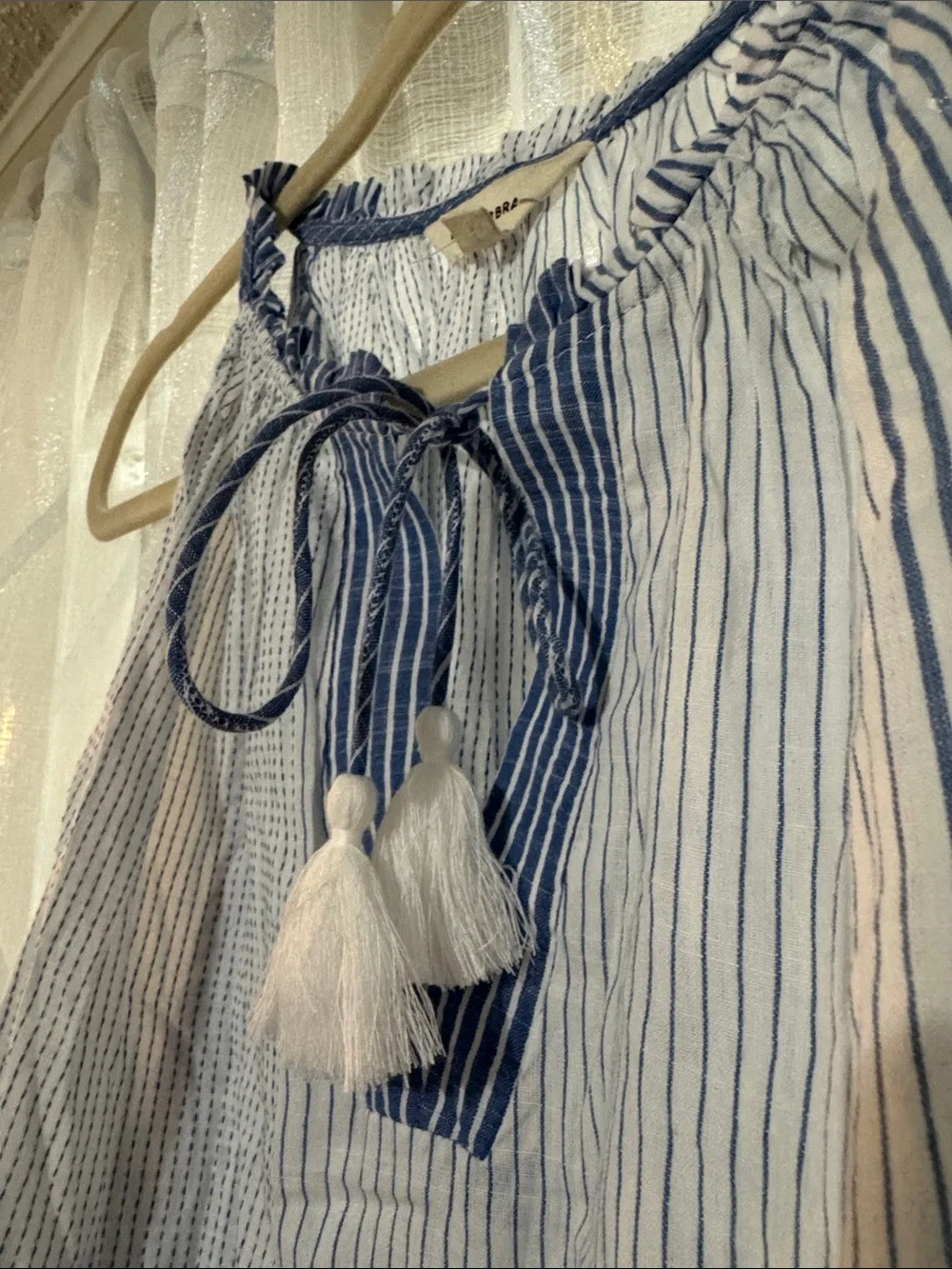 Lucky Brand Blue and White Striped Peasant Top - Picture 3 of 4